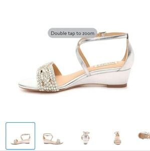 Badgley Mischka Silver Rhinestone Low Wedges